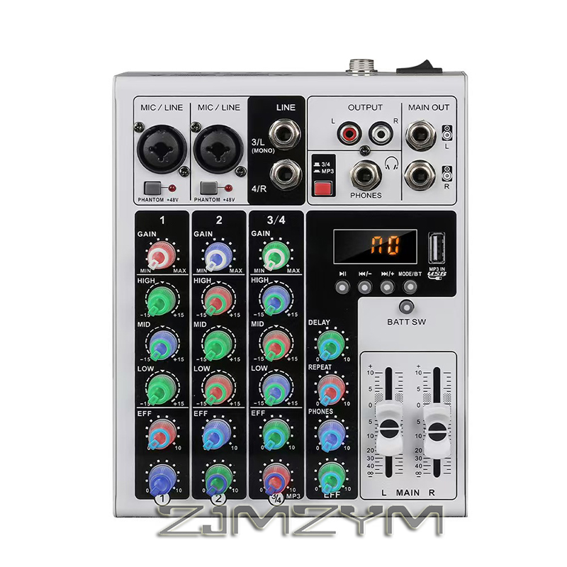Audio Mixer 4 Channel - 4 Channel RGB Bluetooth Audio Mixer