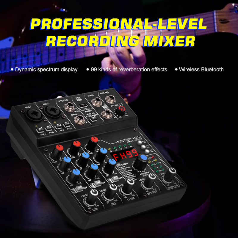AD14 Professional Audio Mixer  - đánh giá và giá Audio Mixer 4 Channel